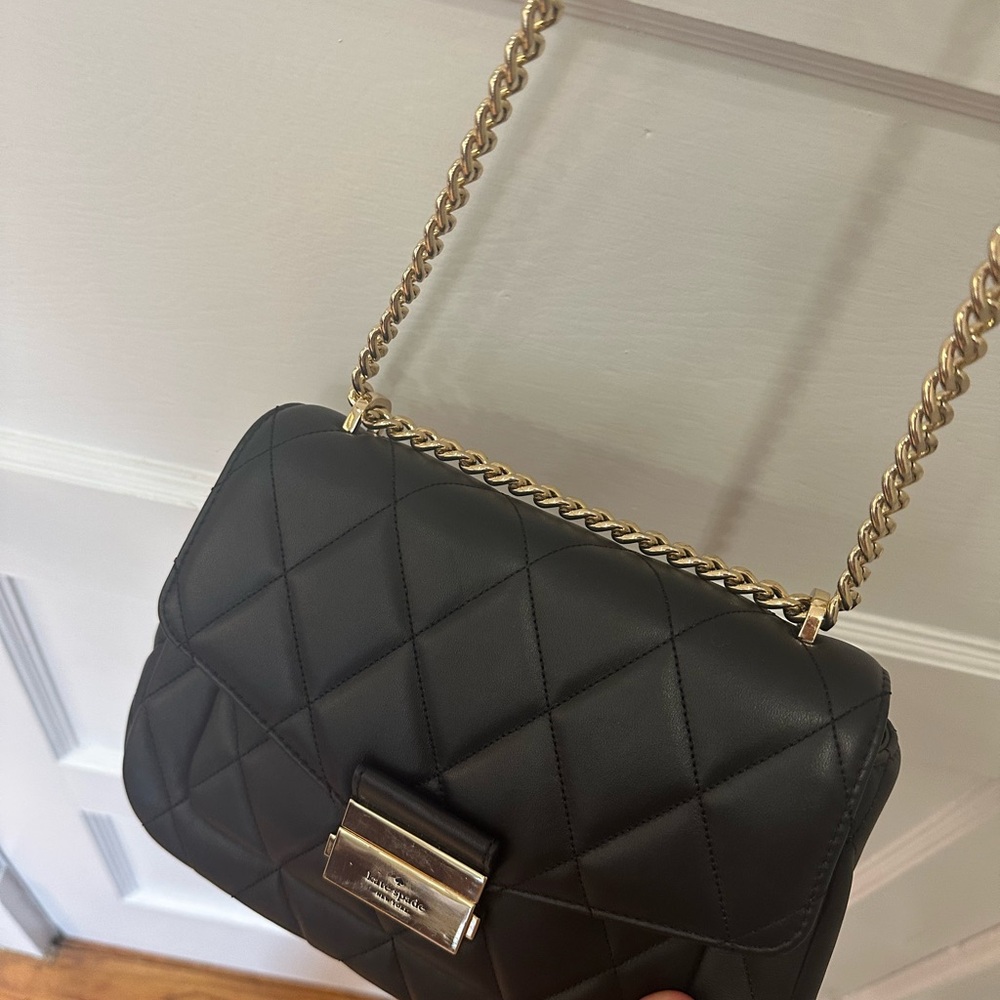 Kate Spade Quilted Black Shoulder Bag with Gold Chain - Picture 11 of 16